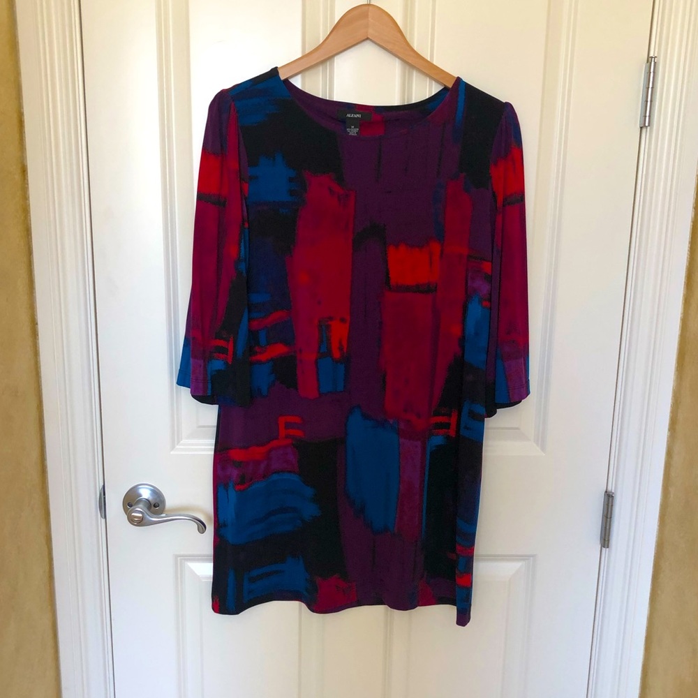 EUC Multi Color Mini Dress with Bell Sleeves.